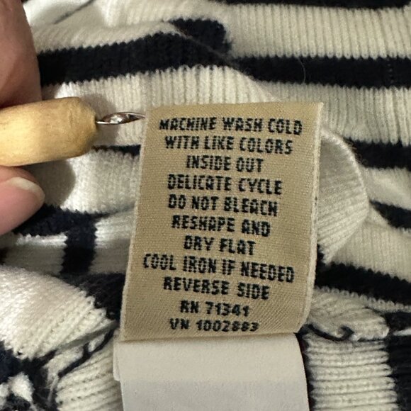 LL Bean women’s size XL black striped long sleeve pima cotton blend sweater - Picture 6 of 8